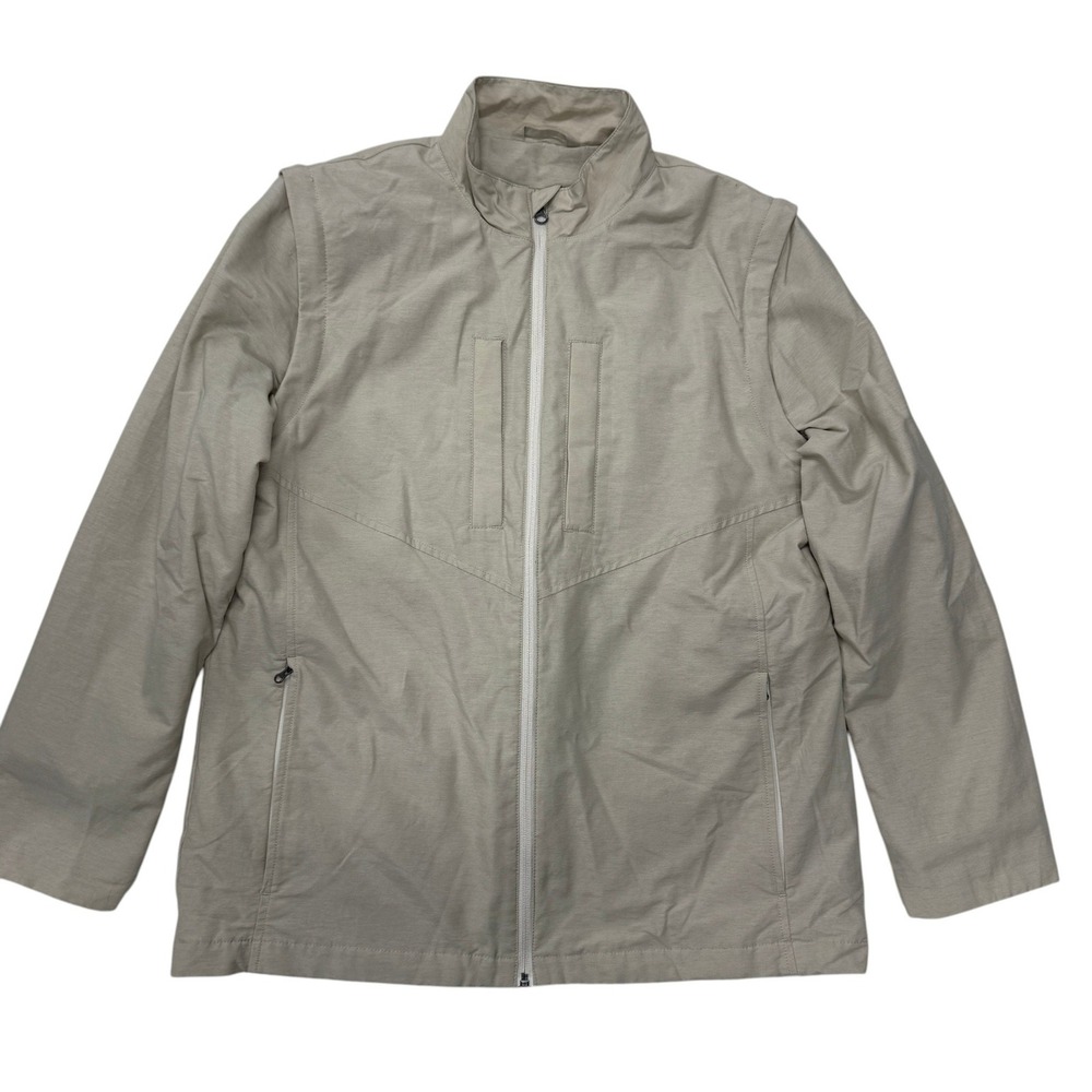 Scottevest TEC Convertible Travel Jacket Mens Large Beige Tan Pocket Utility